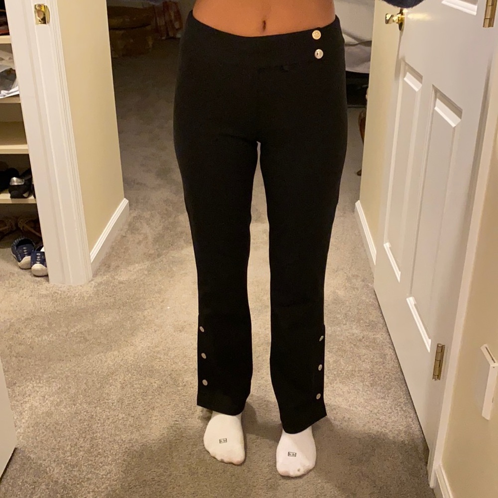 Absolu black wide leg pants with snap details